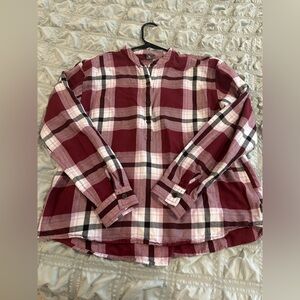 Eddie Bauer women’s flannel plaid shirt size small pullover, button down front